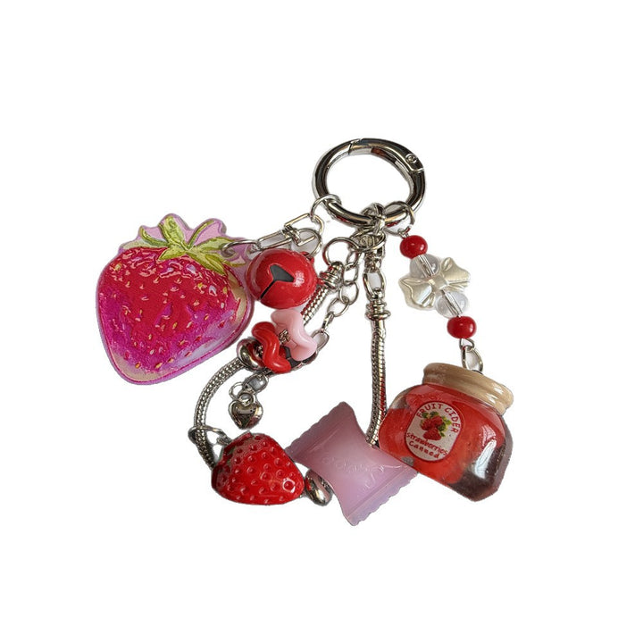 Decorative Strawberry-Themed Charm Keychain Kalsten