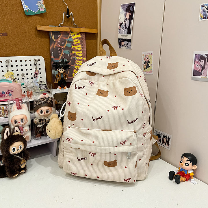 Backpack with Playful Bear Design and Practical Compartments Kalsten