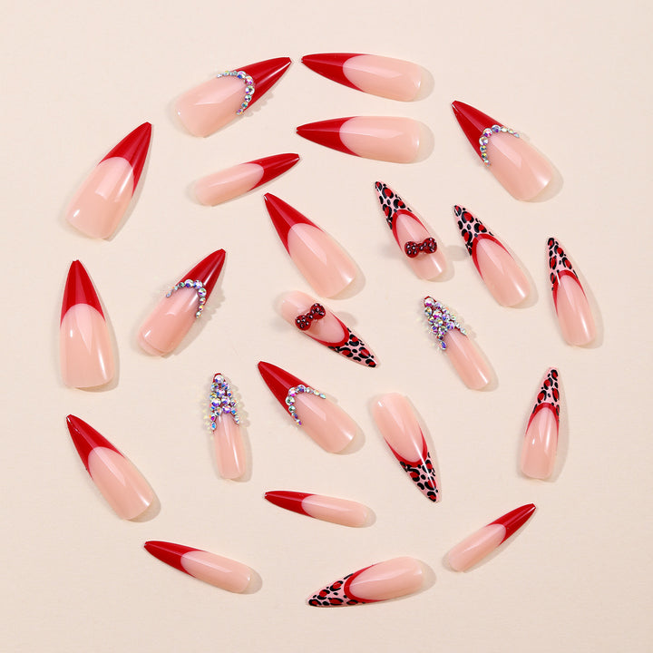 Decorative Animal Print Stiletto Nail Extensions Kalsten