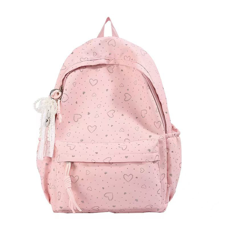 Backpack with Playful Heart Design and Practical Compartments Kalsten