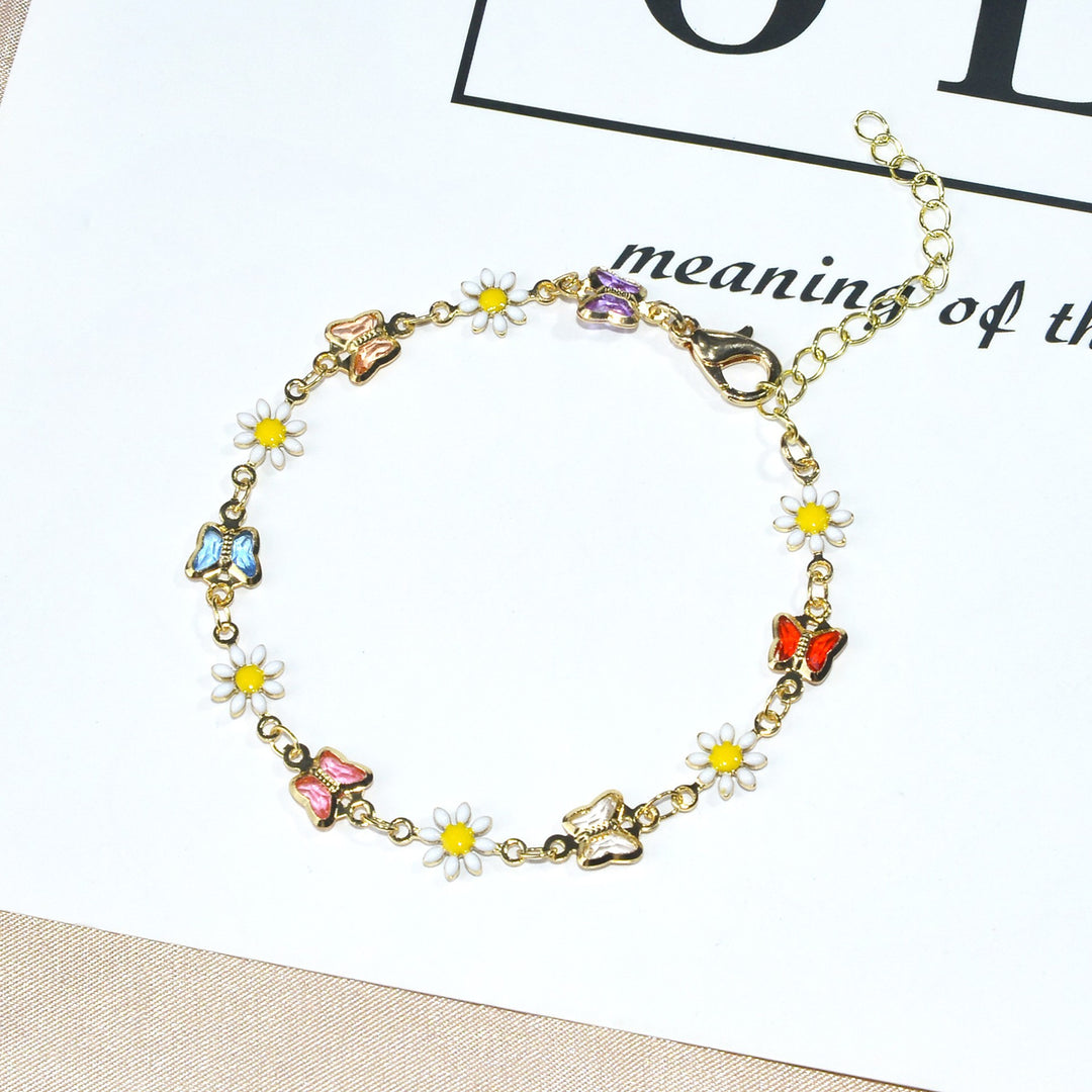 Butterfly and Daisy Charm Anklet Kalsten