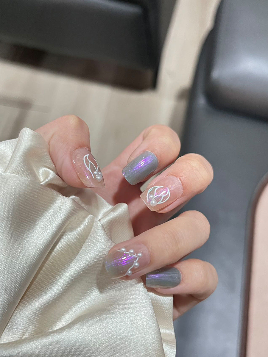 Elegant Gel Press-On Nails with Rhinestone and Glitter Accents Kalsten