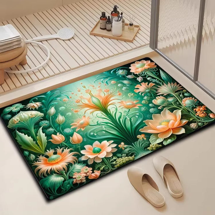 Floral Design Bath Mat Kalsten
