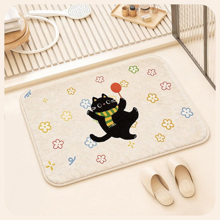 Decorative Cat-Themed Bathroom Mat