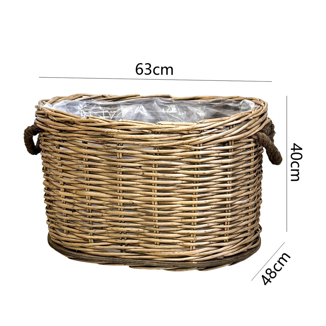 Rustic laundry basket with decorative handles Kalsten