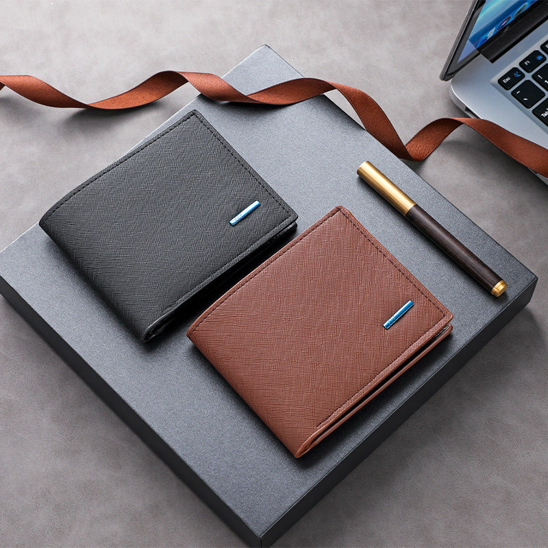 Textured Leather Folded Wallet Kalsten
