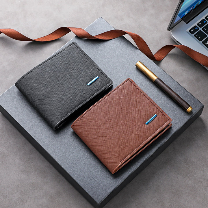 Textured Leather Folded Wallet Kalsten