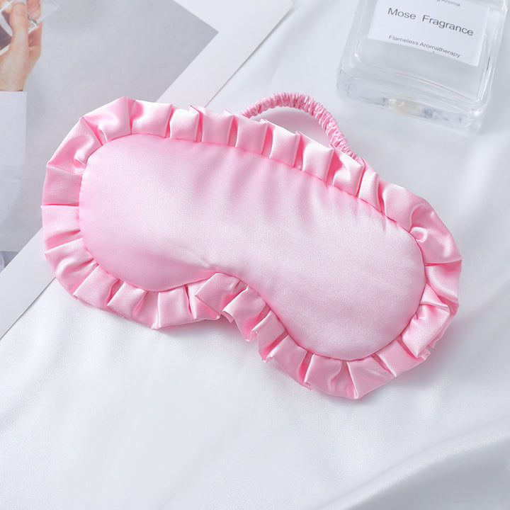 Women's nan satin-gloss eye mask with ergonomic contour, frilled ruffle edge, and gentle padding Kalsten