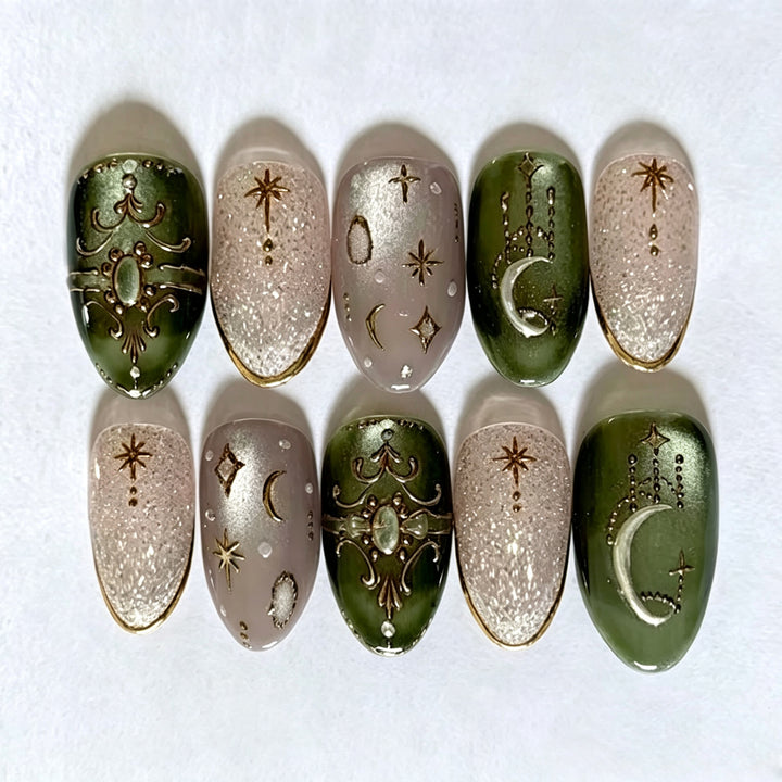 Celestial Themed Press-On Nail Art Set Kalsten