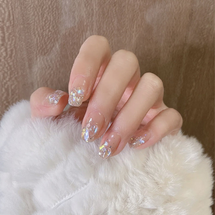 Elegant Glittery Press-On Nail Art