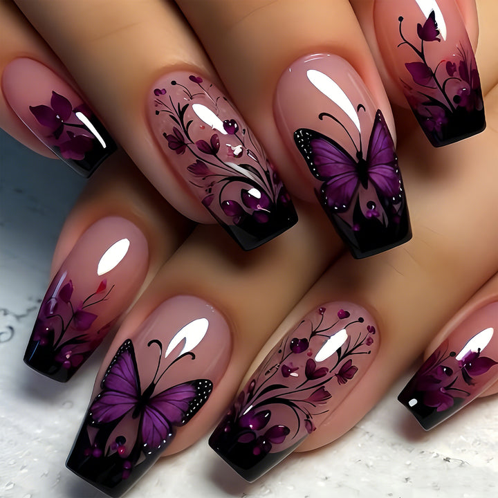 Elegant Butterfly Floral Nail Art Tips Kalsten