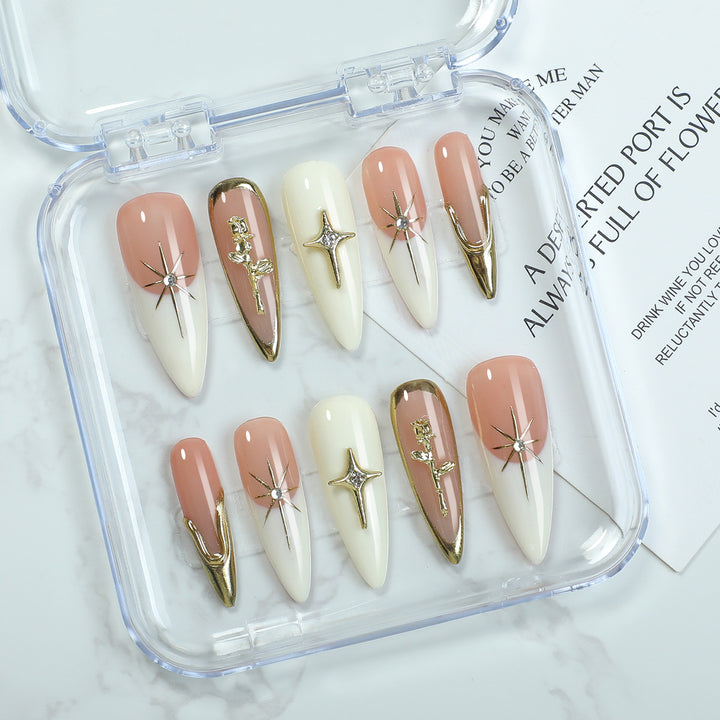 Artificial nail set with elegant 3D decorations and luxurious accents Kalsten