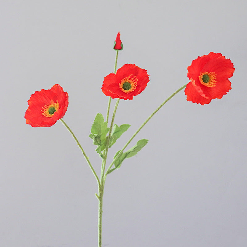 Lifelike Poppy Floral Stem