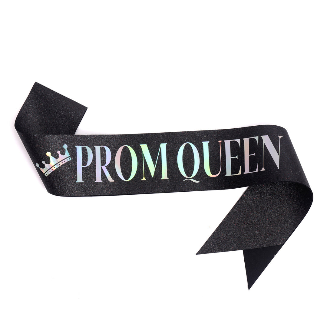 Ladies festive satin sash with holographic print Kalsten