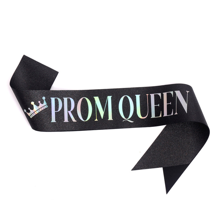 Ladies festive satin sash with holographic print Kalsten