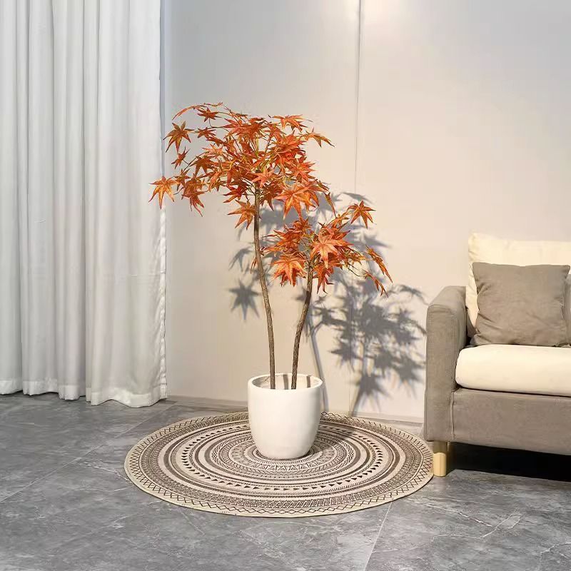 Lifelike Artificial Maple Tree with Decorative Basket