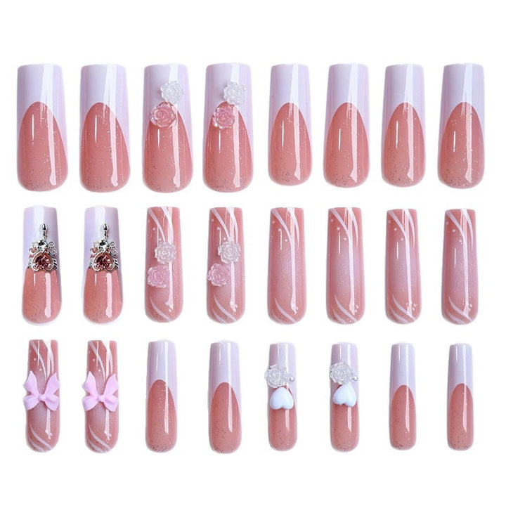 Artificial Nail Set with Floral and Glittering Accents Kalsten