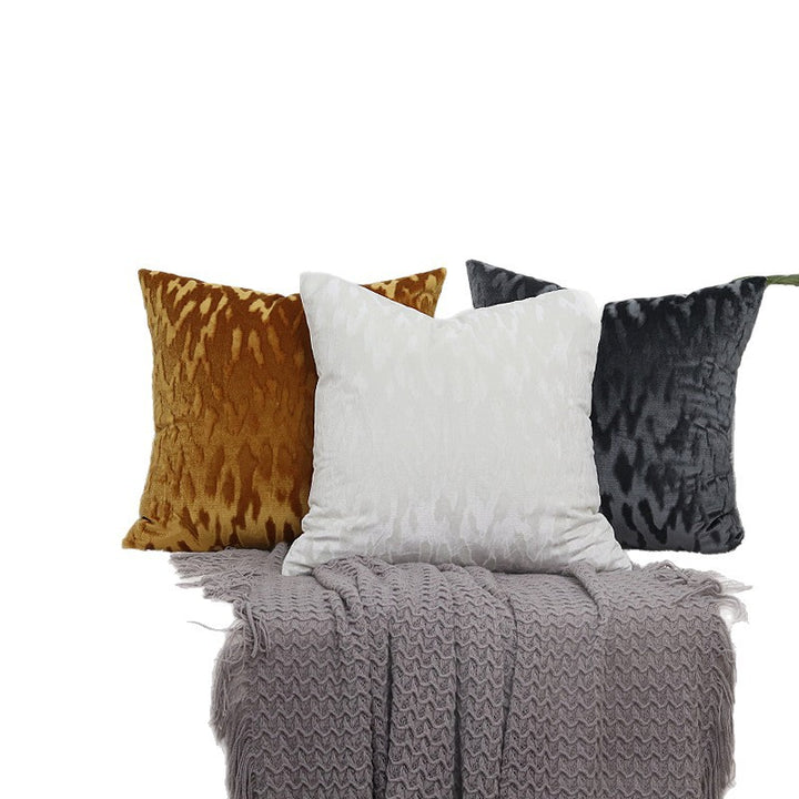 Plush Textured Velvet Square Throw Pillow Covers with Embossed Animal-Effect Jacquard