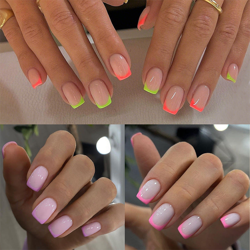 Vibrant Neon French Tip Press-On Nails Kalsten