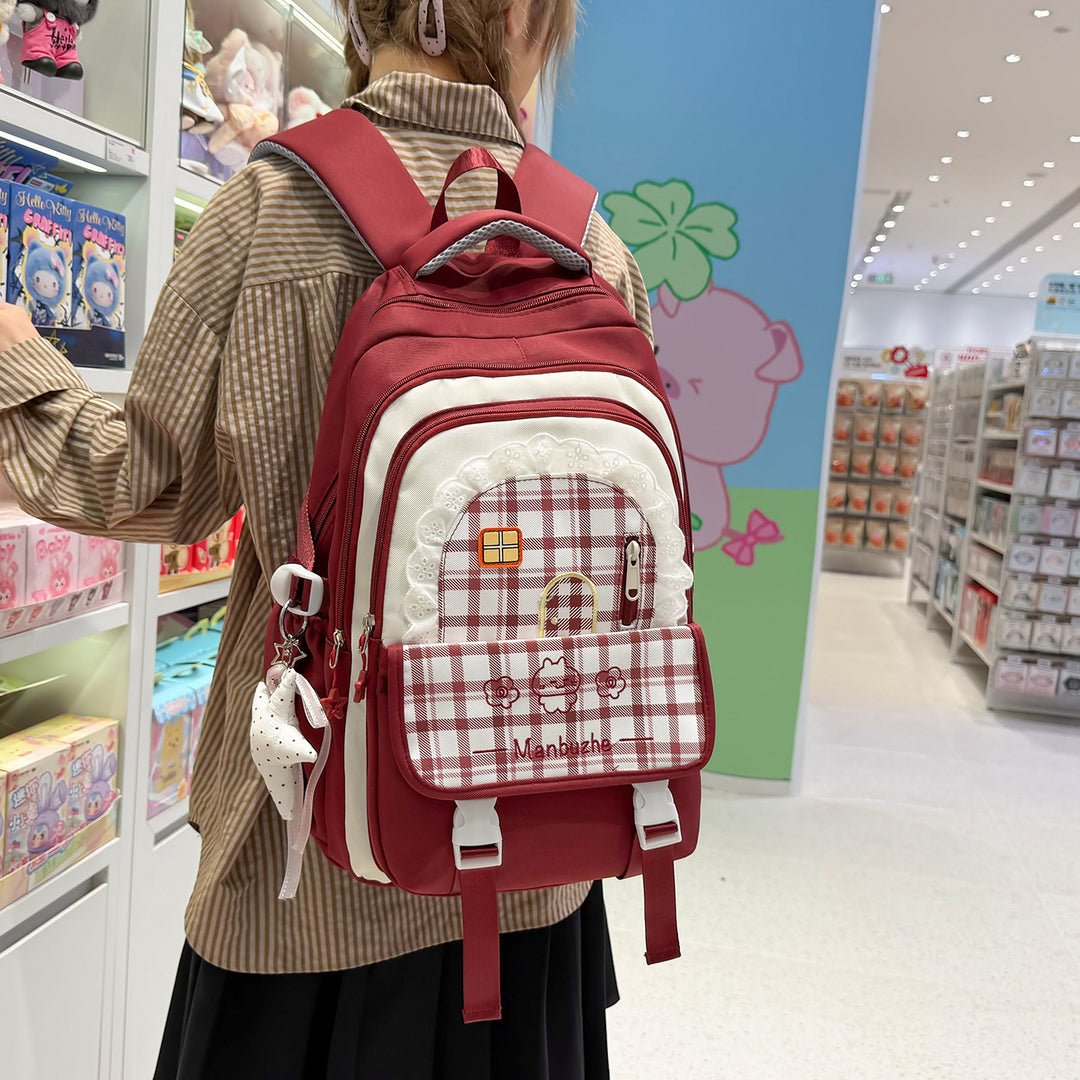Cute Decorative Checkered School Backpack Kalsten