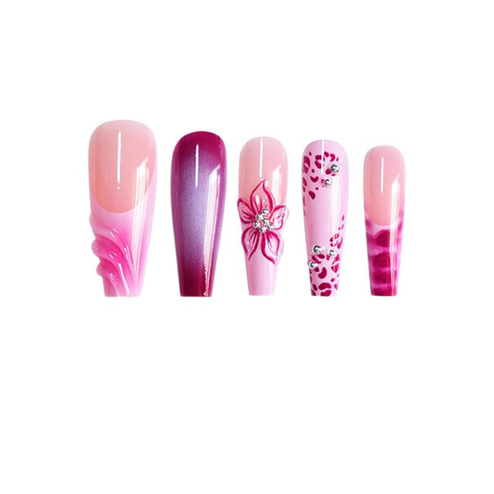 Artistic Floral and Gemstone Press-On Nails Kalsten