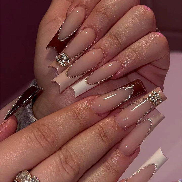 Artistic Nail Extensions with Glitter Decorations Kalsten