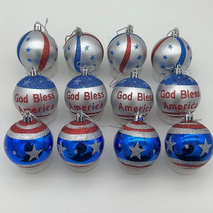 Unisex nan patriotic glass Christmas bauble set with glitter effect and inscription Kalsten