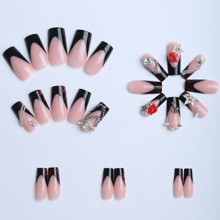 Artificial nails with glamorous 3D decorations and noble accents Kalsten