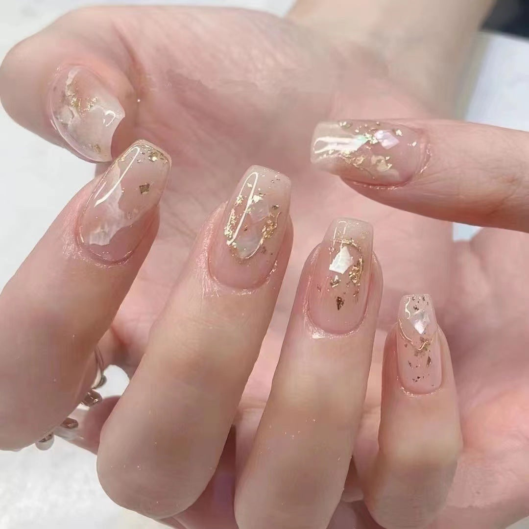 Elegant Gold Leaf Press-On Nails