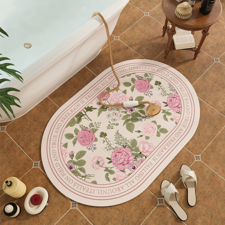 Decorative Floral Print Bath Mat