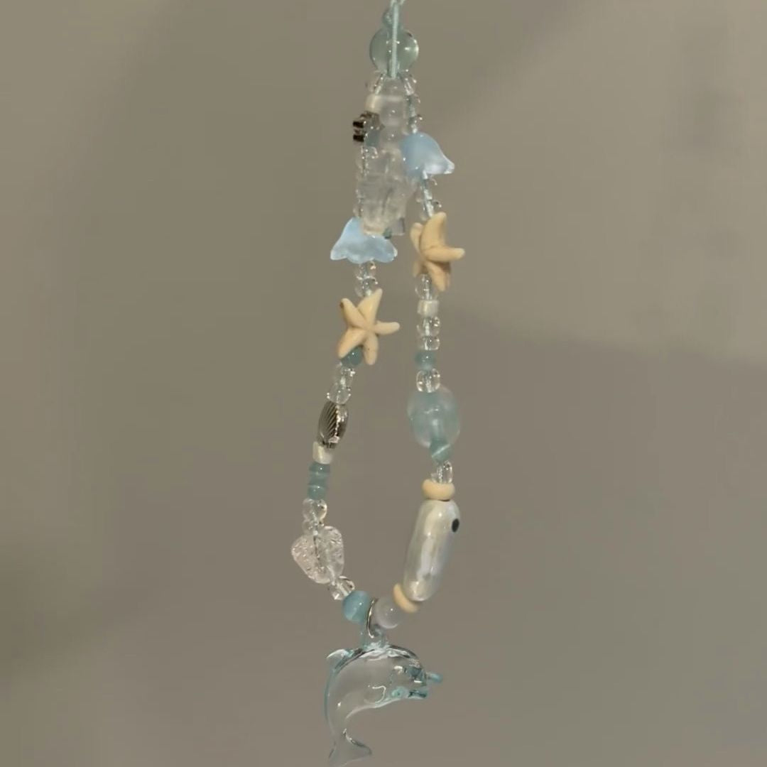 Dolphin-Themed Beaded Charm Eyewear Holder Kalsten
