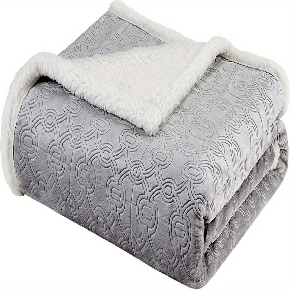 Plush Sherpa-Lined Throw Blanket