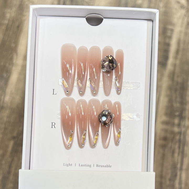 Reusable Stiletto Nail Art Set with Elegant Rhinestone Embellishments Kalsten