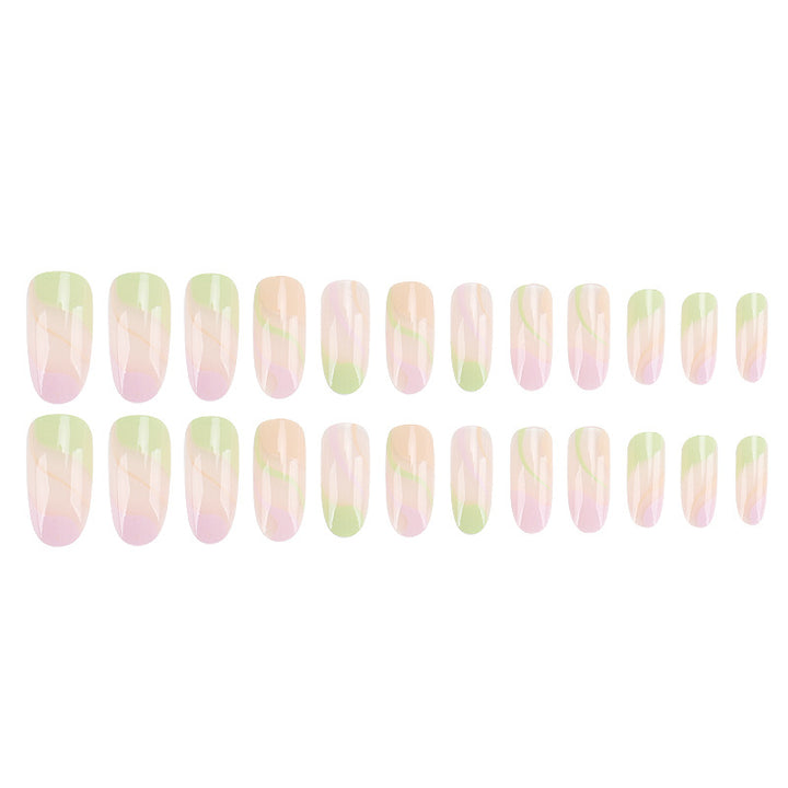 Artistic Press-On Nail Set with Wavy Design Kalsten