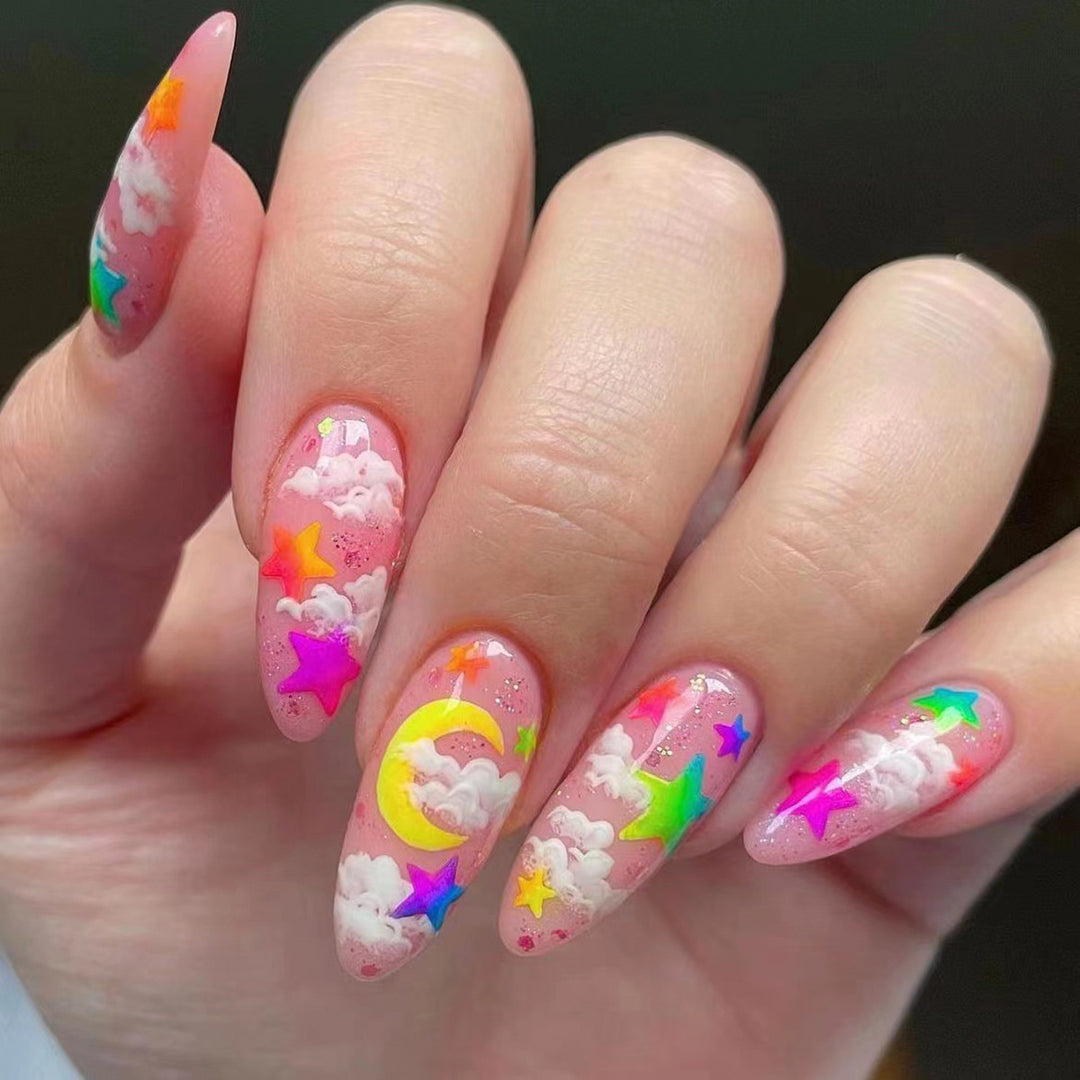 Vibrant Celestial Themed Press-On Nails Kalsten