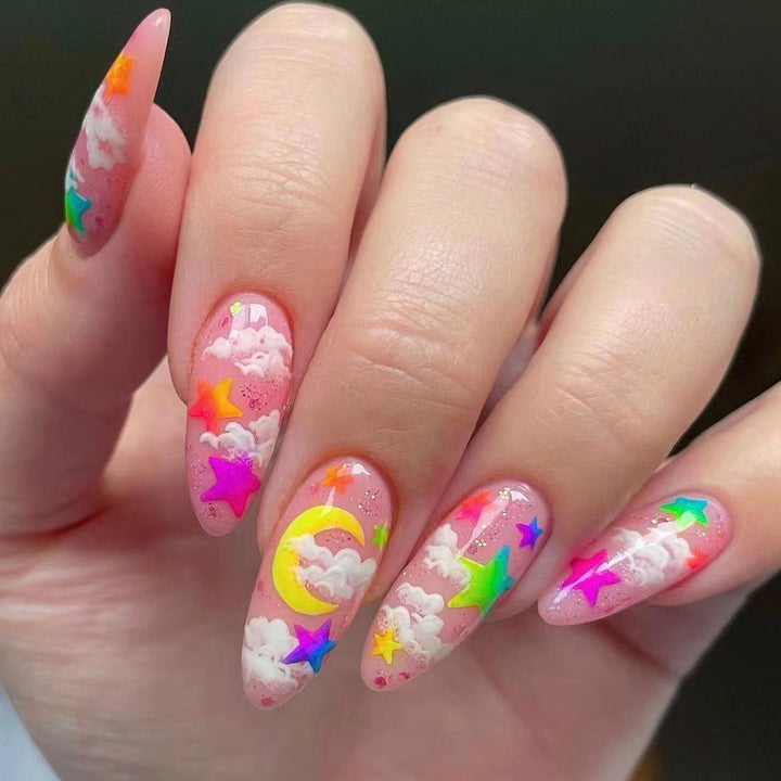 Vibrant Celestial Themed Press-On Nails Kalsten