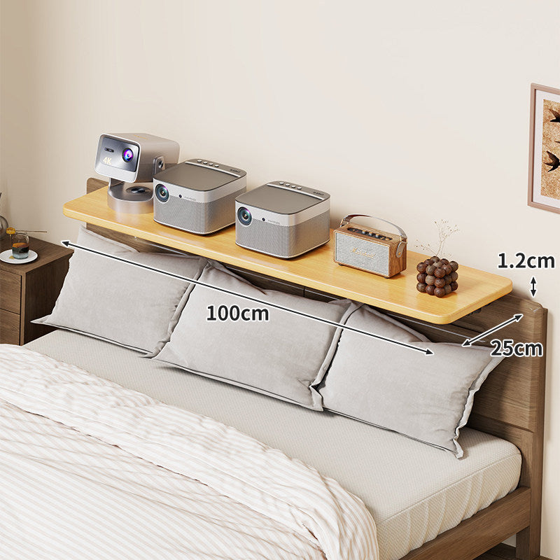 Wall-Mounted Slim Floating Headboard Shelf with Rounded Corners and Concealed Brackets