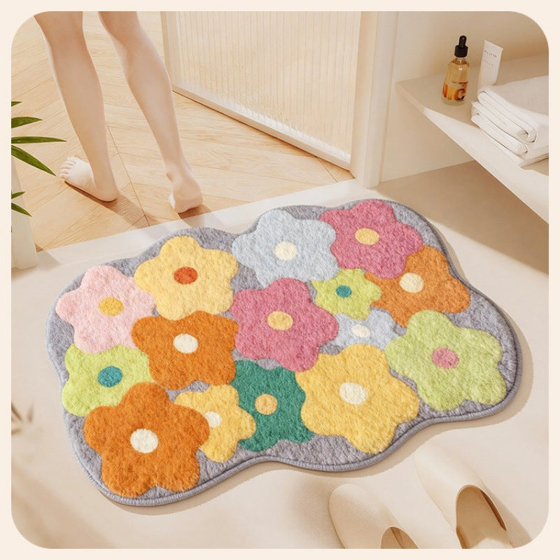 Flower design bath mat