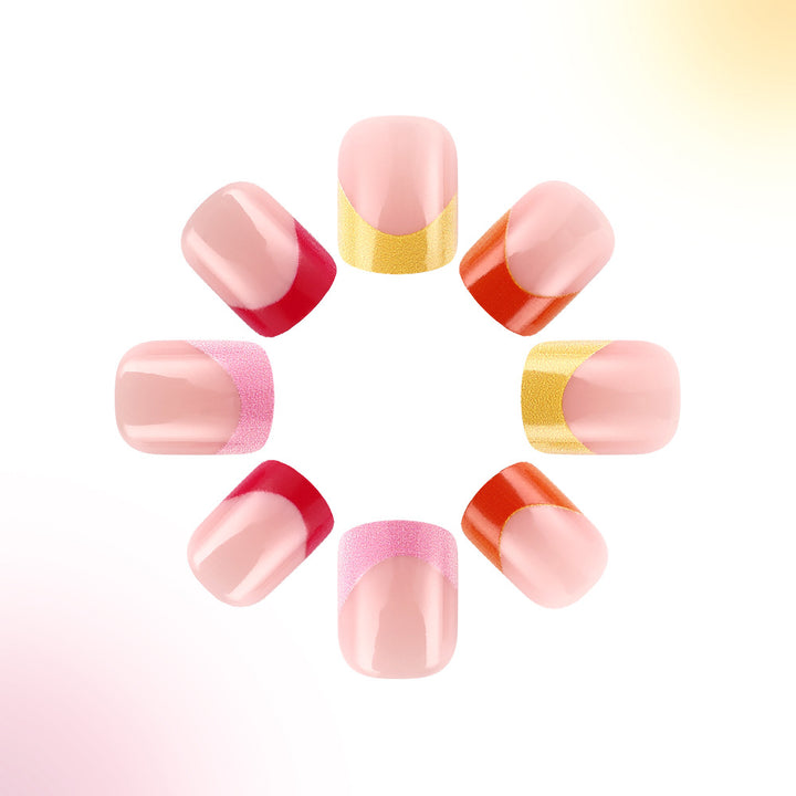 Colorful Ombre French Tip Press-On Nails Kalsten