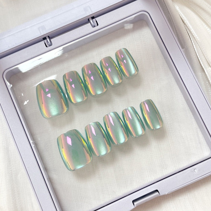 Iridescent Glossy Press-On Nail Set Kalsten