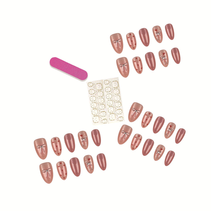 Decorative Heart-Themed Press-On Nail Set