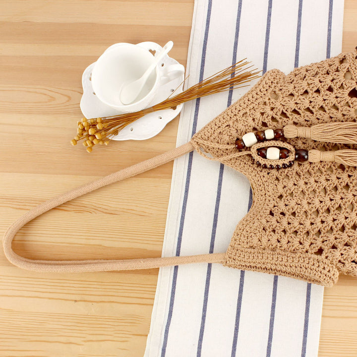 Handmade Macramé Tote Bag with Floral Crochet Work Kalsten