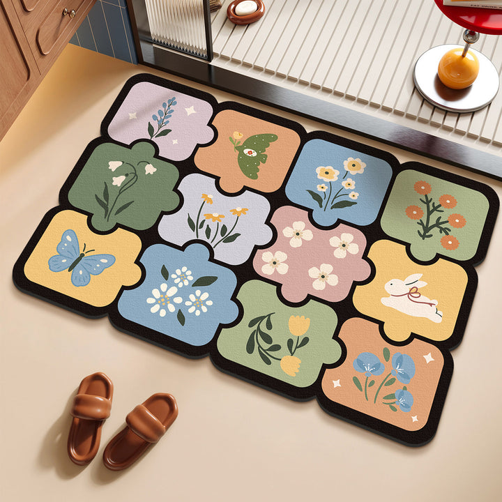 Decorative Floral Themed Area Rug for Interiors