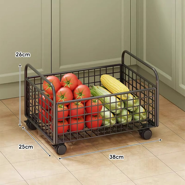 Modular Ventilated Mesh Pantry Trolley with Divided Shelves and Smooth Locking Casters
