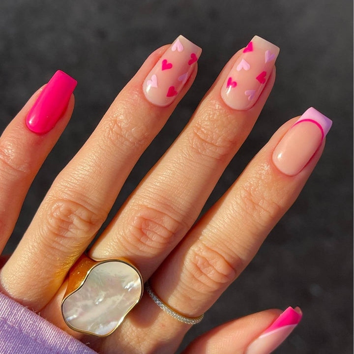 Heart-Themed Gel Nail Extensions Kalsten