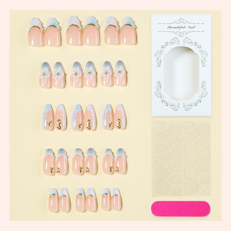 Decorative Press-On Nail Art Set with Elegant Floral Design kalsten