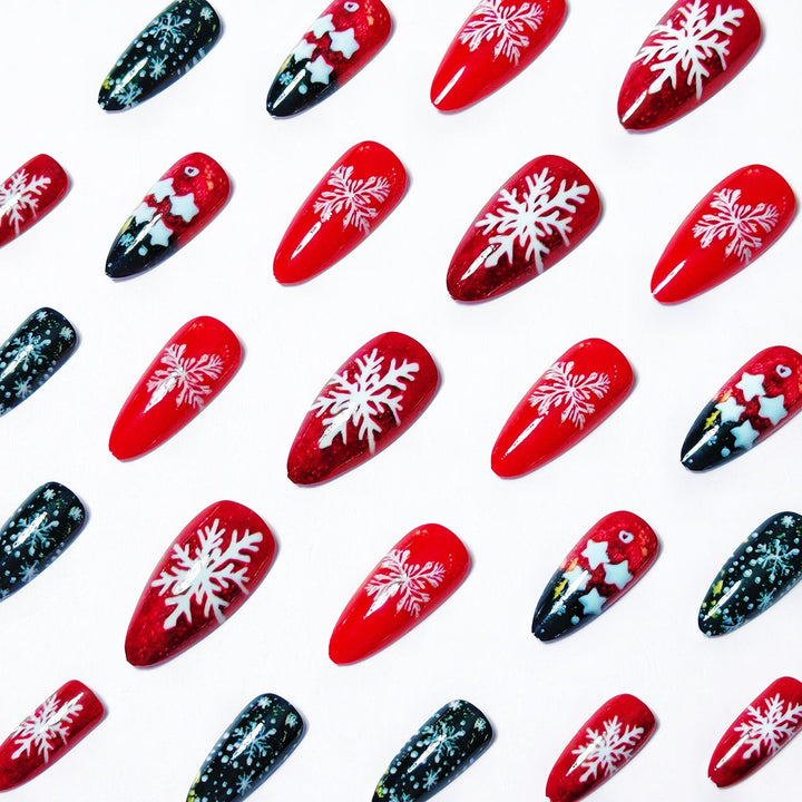 Artificial nails with festive snowflake and star motif Kalsten
