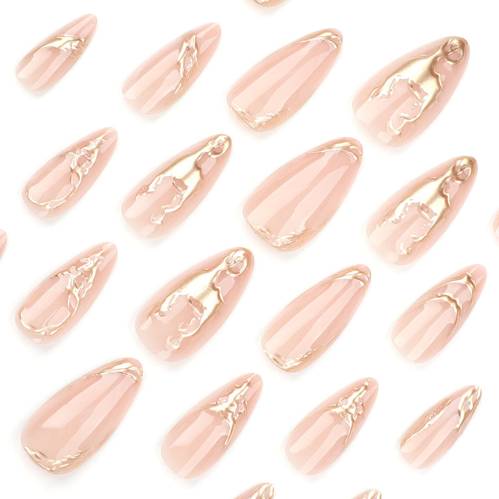 Artful Nail Extensions with Fine Golden Accents Kalsten