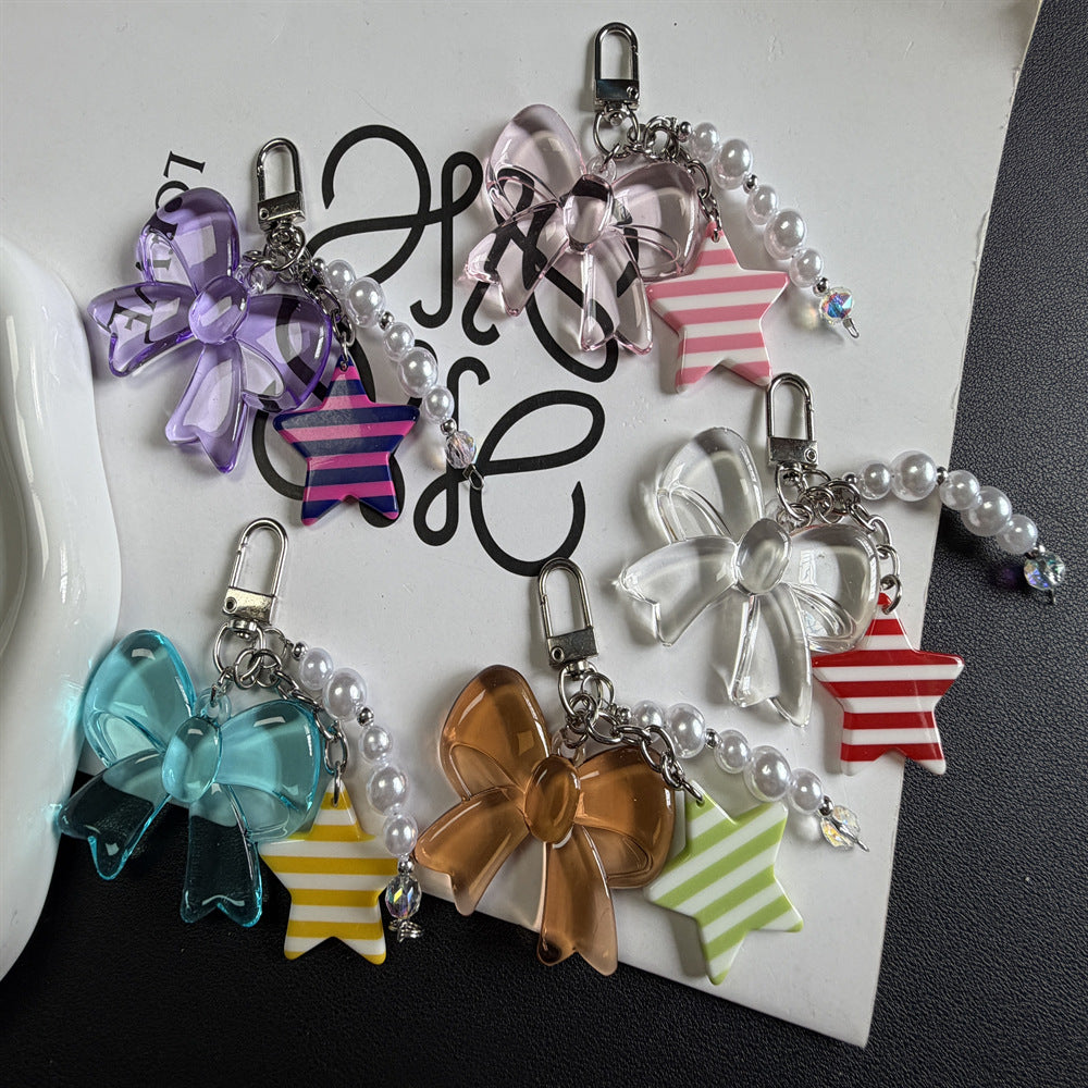 Decorative Bow and Star Charm Keychain Kalsten