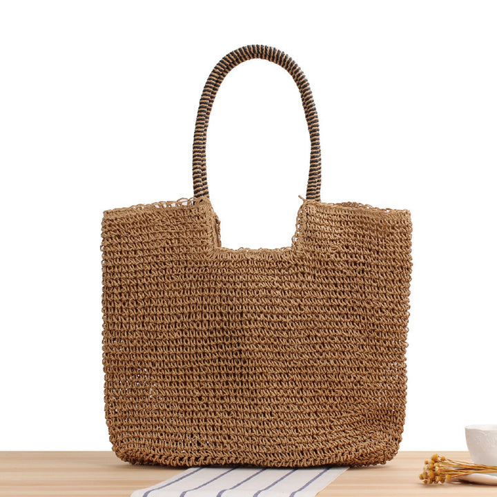 Handmade straw shoulder bag with structured design Kalsten